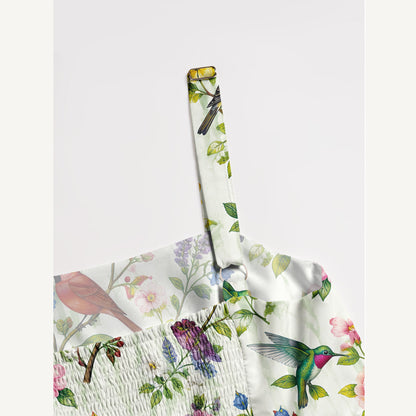 Pastel Chicken Garden Print Wide Straps Maxi Dress With Pockets