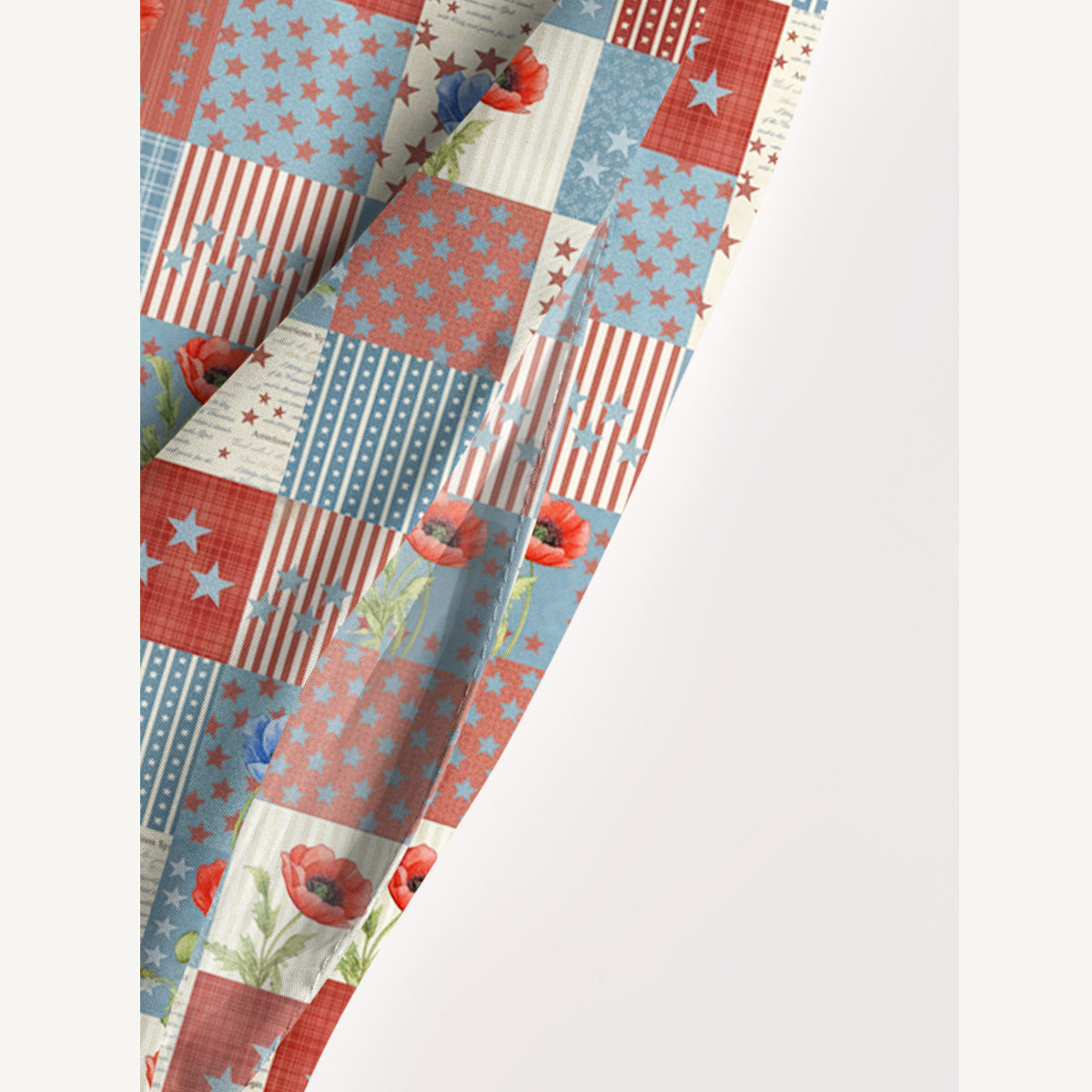 Vintage Patriotic Patchwork Print Quilt Wide Straps Maxi Dress With Pockets