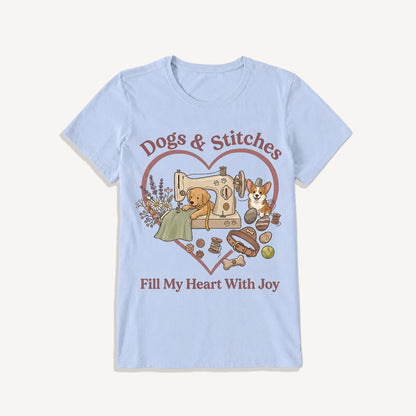 Puppy Stitches and Joy Print Crew Neck Cotton Tee