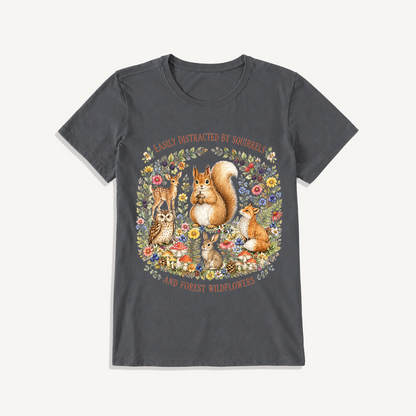Woodland Wildflower Tales Print Crew Neck Cotton Tee