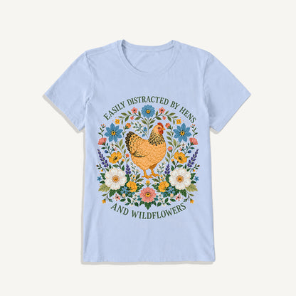 Hen and Wildflowers Cottage Print Crew Neck Cotton Tee