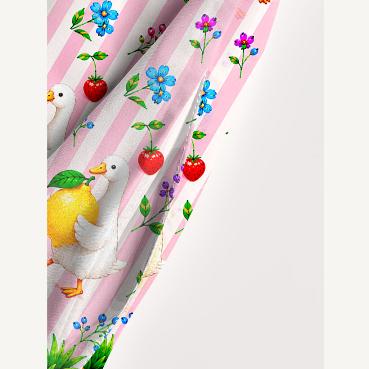 Fruit Goose Garden Print Wide Straps Maxi Dress With Pockets
