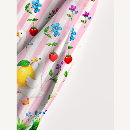 Fruit Goose Garden Print Wide Straps Maxi Dress With Pockets