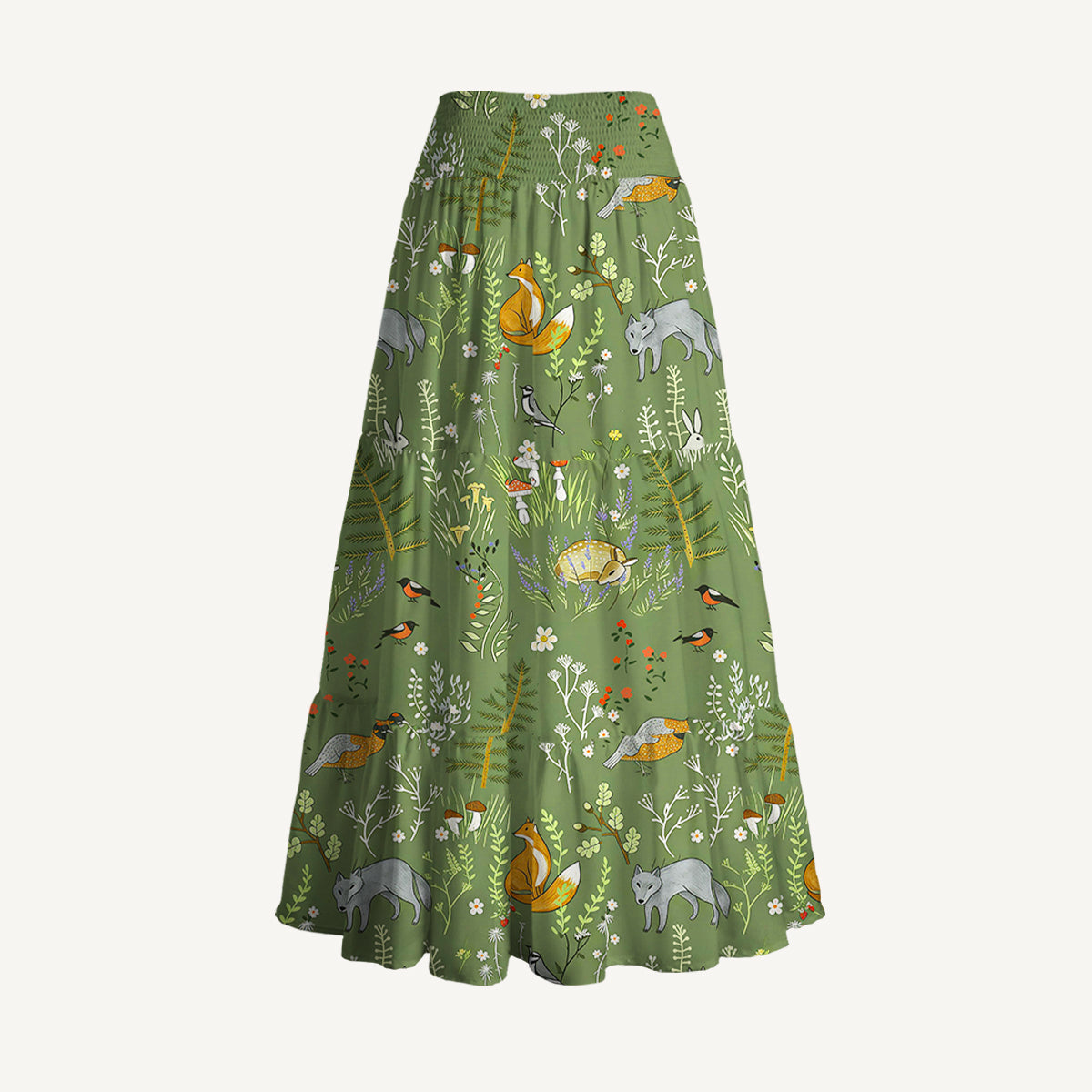 Whimsical Woodland Animals Print Convertible Maxi Skirt & Strapless Dress