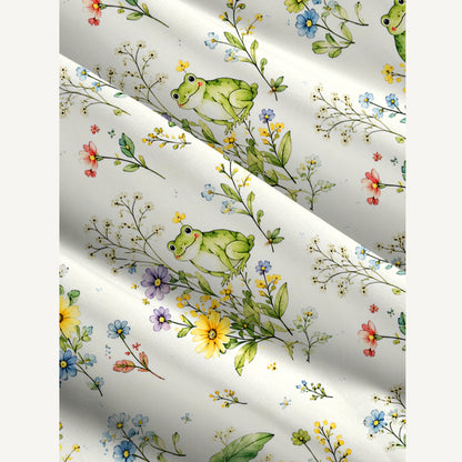 Pond Frog Garden Print Wide Straps Maxi Dress With Pockets