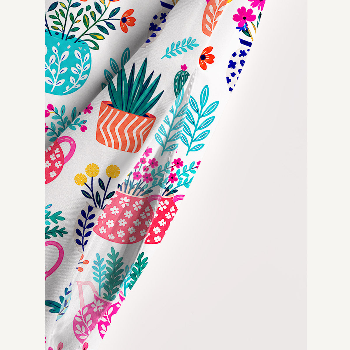 Cactus and Flowers Print Wide Straps Maxi Dress With Pockets