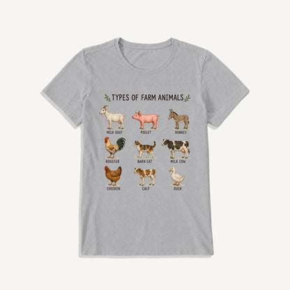 Farm Animal Guide Print Crew Neck Cotton Tee