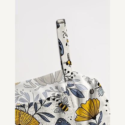 Bee Whisper Forest Printed Wide Straps Maxi Dress With Pockets