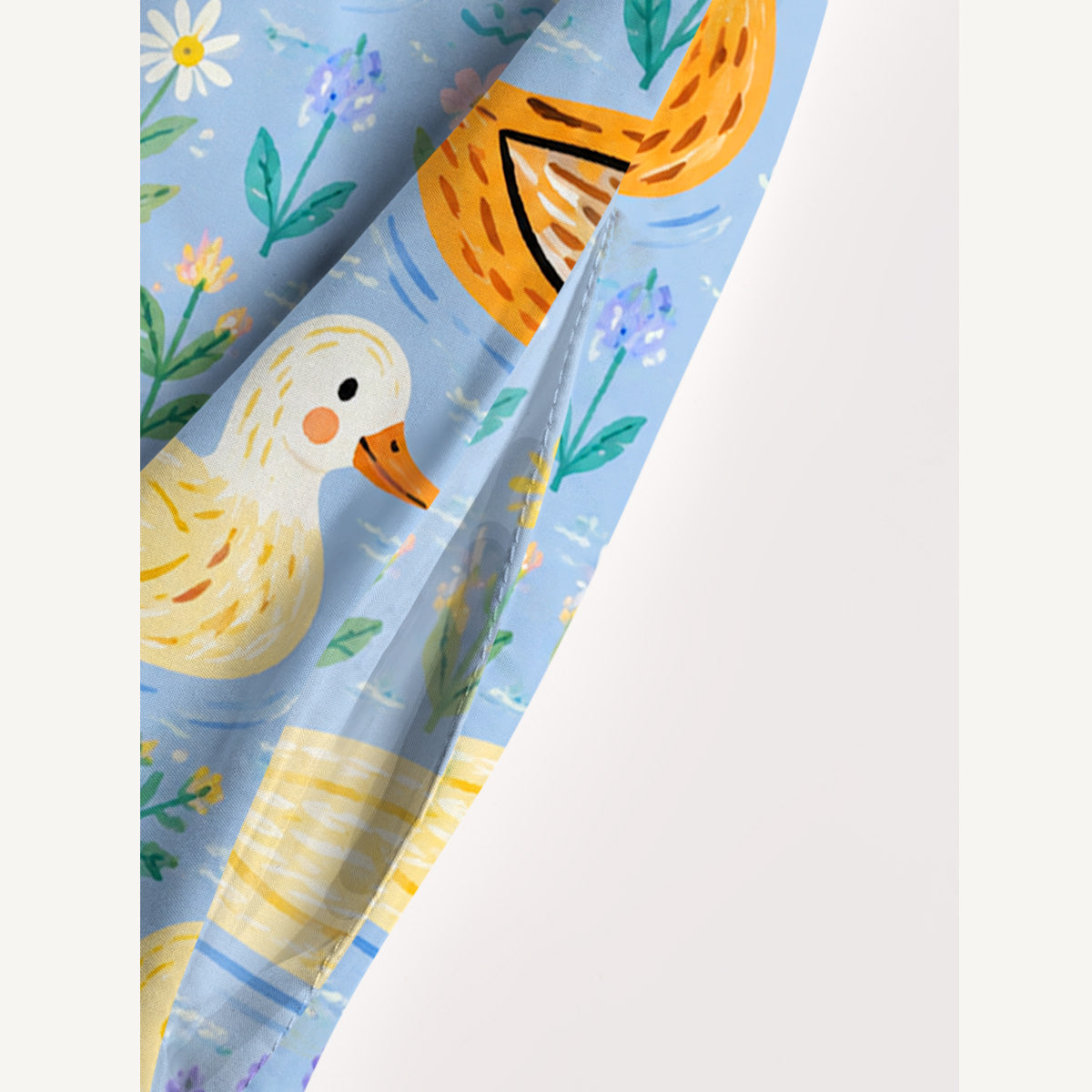 Colourful Duck Flower Print Wide Straps Maxi Dress With Pockets