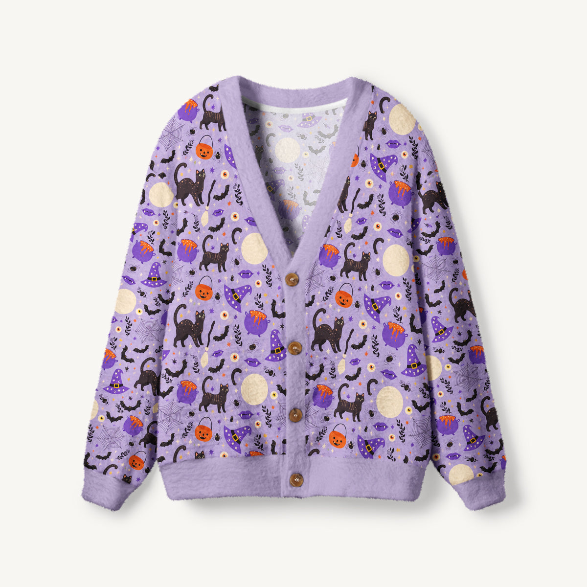 Moonlit Whiskers Print Ugly Cardigan Sweaters