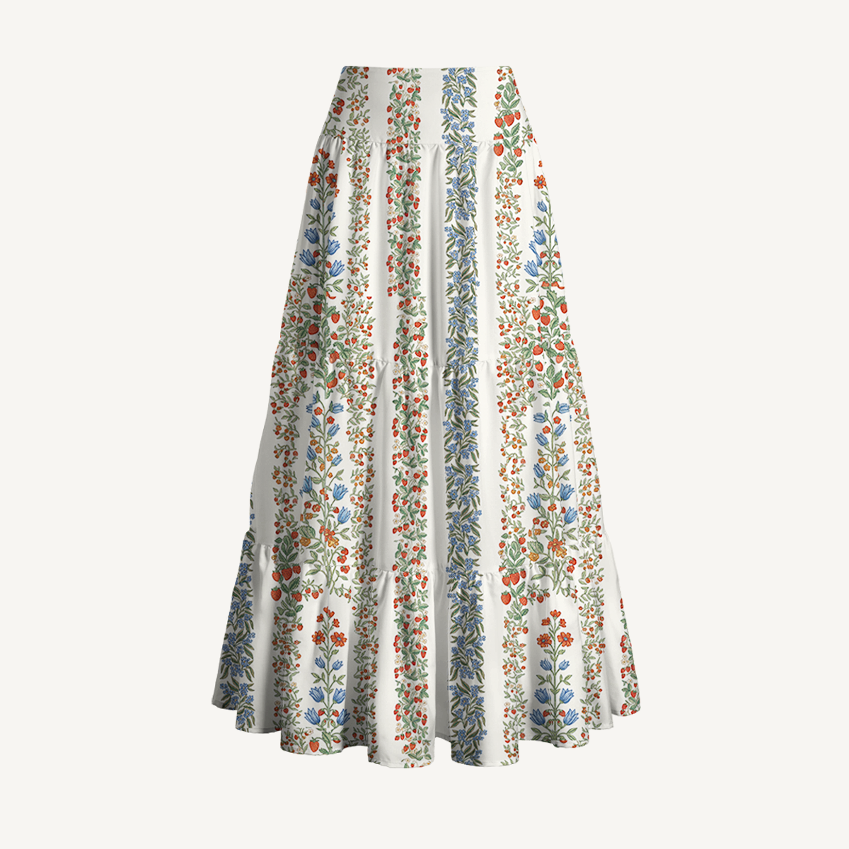 Strawberry Vine Tales Print Convertible Maxi Skirt & Strapless Dress