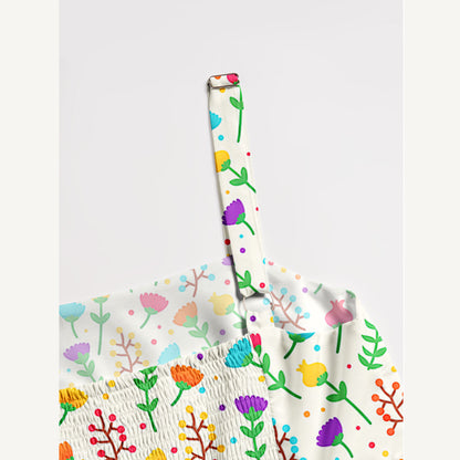 Pride Flowers Print Wide Straps Maxi Dress With Pockets