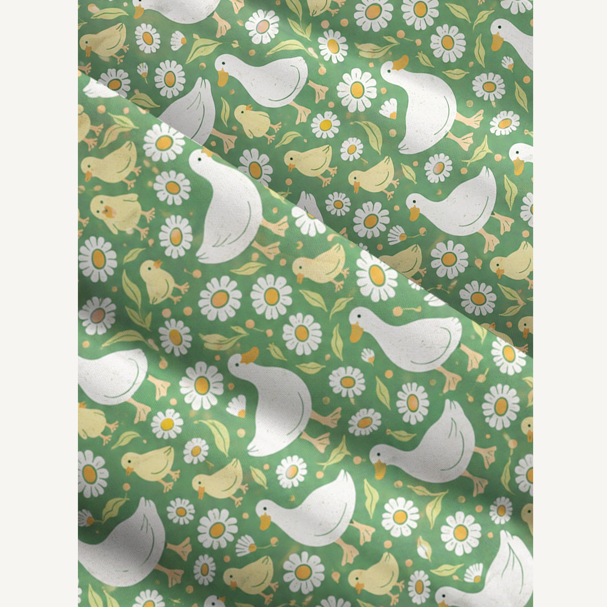 Cottage Farm Ducks Print Wide Straps Maxi Dress With Pockets
