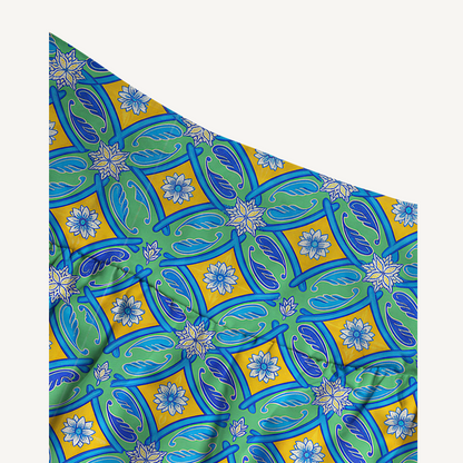 Azure Tile Print Convertible Maxi Skirt & Strapless Dress