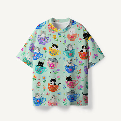 Cute Teacup Kitten print Premium Eco Tee