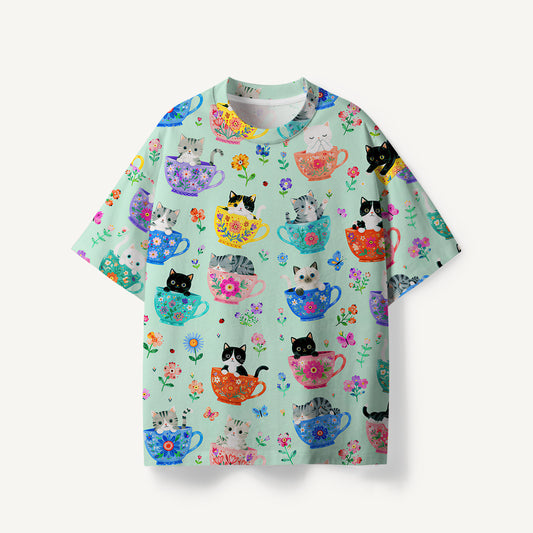 Cute Teacup Kitten print Premium Eco Tee