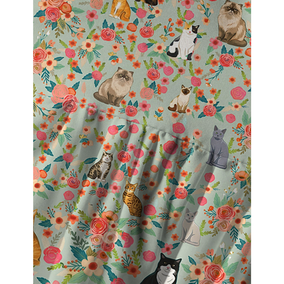 Flower Cat Spaghetti Strap Mini Dress