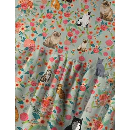 Flower Cat Spaghetti Strap Mini Dress
