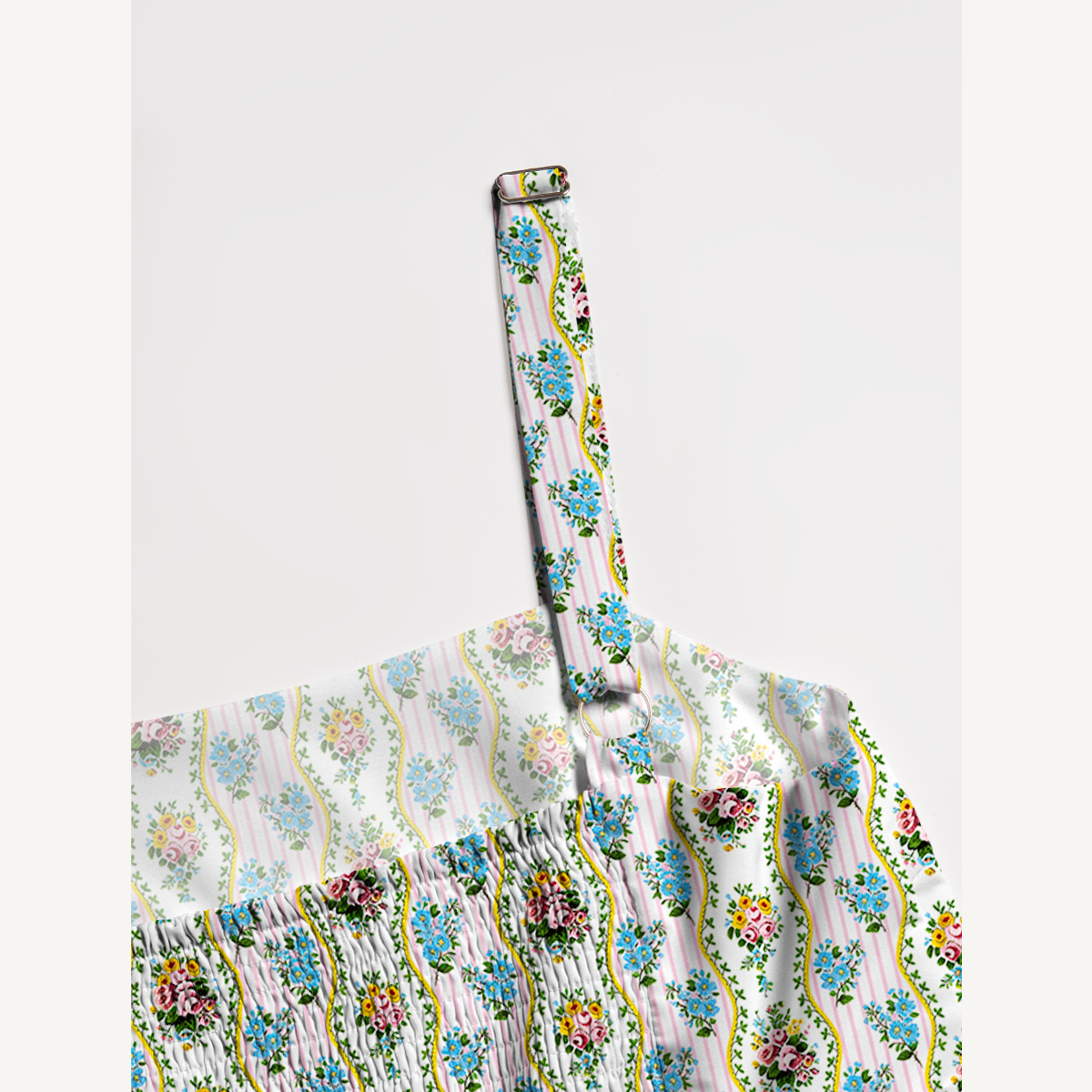 Square Neck Vintage Bouquet Rose Print Wide Straps Maxi Dress With Pockets