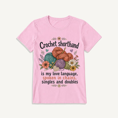 Crochet Love Language Print Crew Neck Cotton Tee