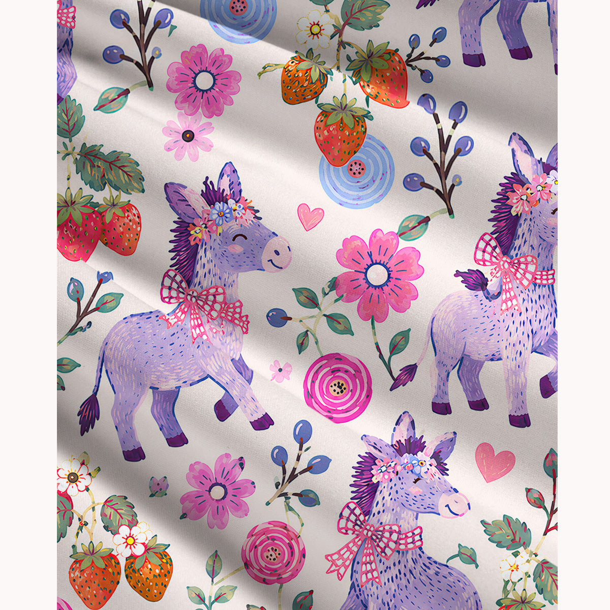 Strawberry Blossom Donkeys Print Convertible Maxi Skirt & Strapless Dress