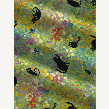 Wildflower Garden Black Cat Print Boho Jumpsuit with Pockets for Women