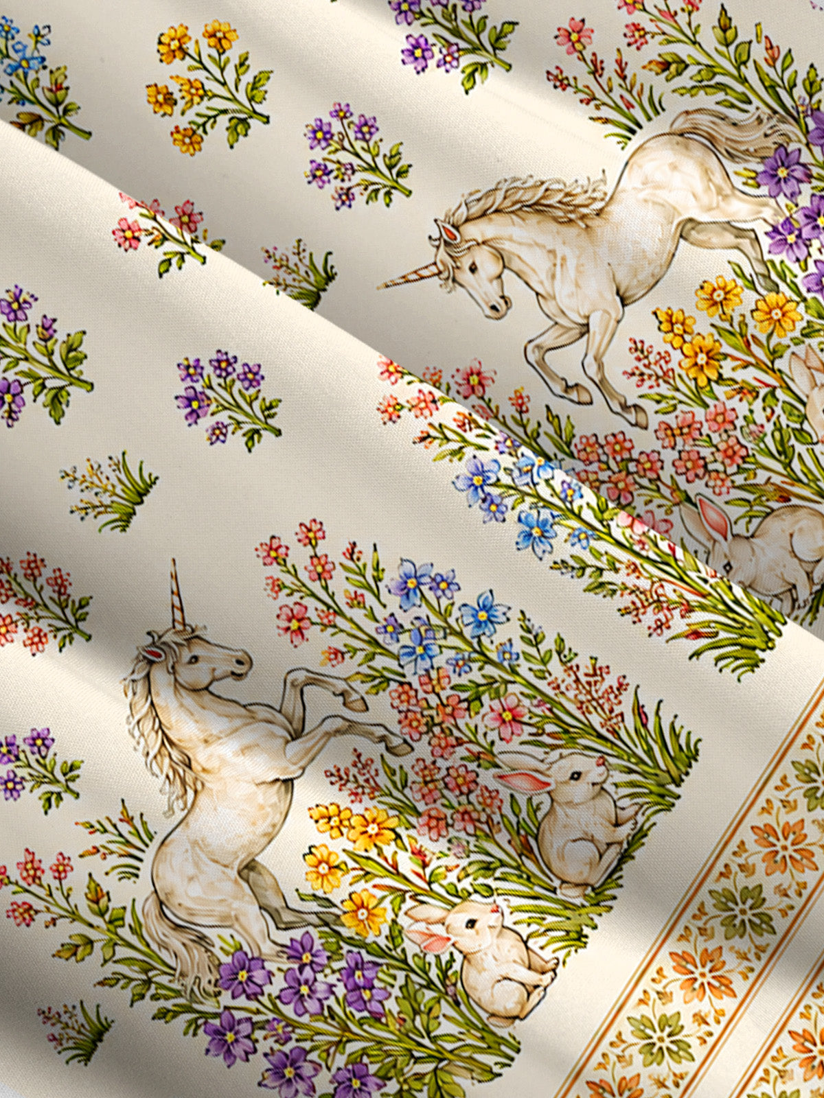 Enchanted Unicorn Garden Print Wide Straps Maxi Dress With Pockets