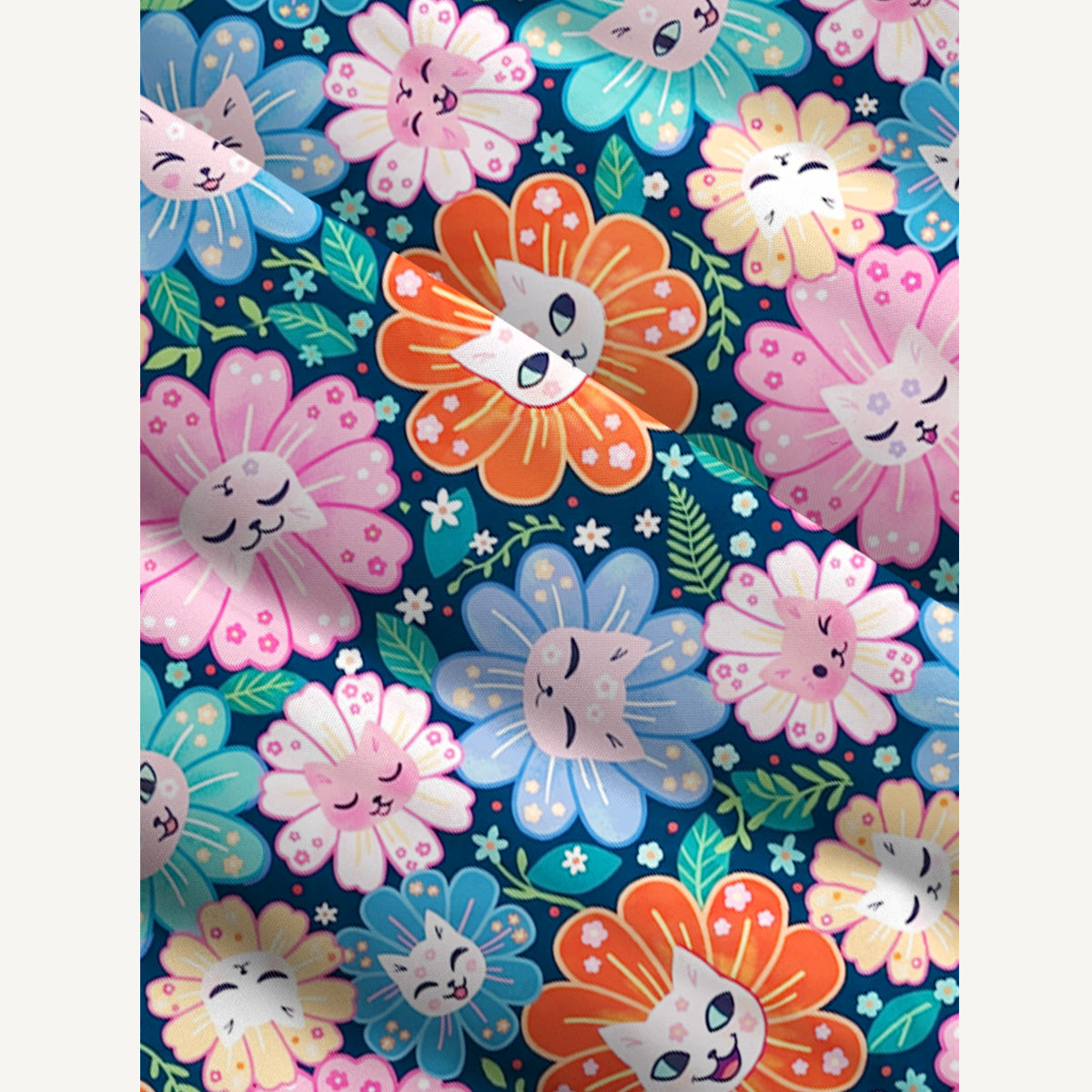 Blooming Kitty Garden Print Wide Straps Maxi Dress With Pockets