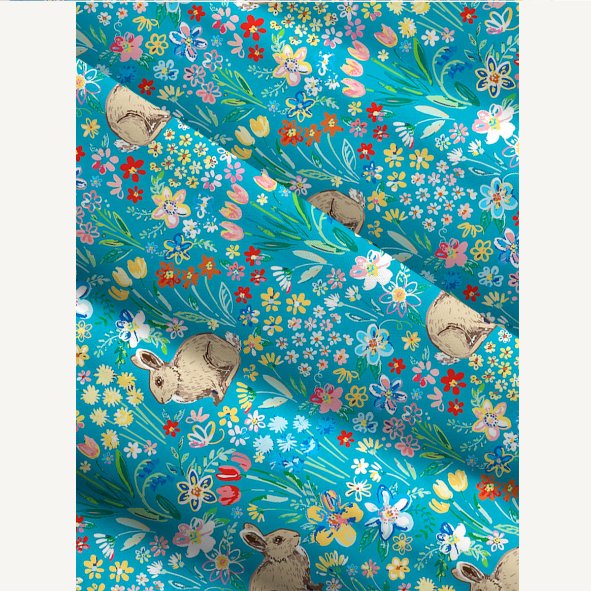 Blue Garden Rabbit Print Wide Straps Maxi Dress With Pockets