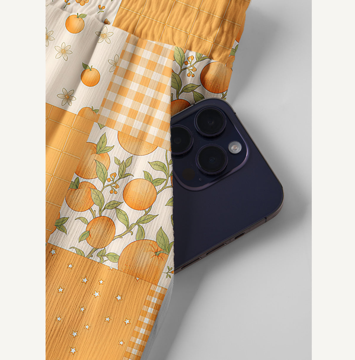 Lemon Sunshine Patchwork Print Wide Leg Tie Waist Pants With Pockets
