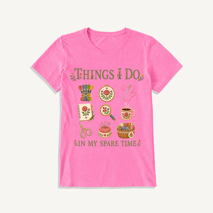 Stitched Cozy Craft Garden Print Crew Neck Cotton Tee