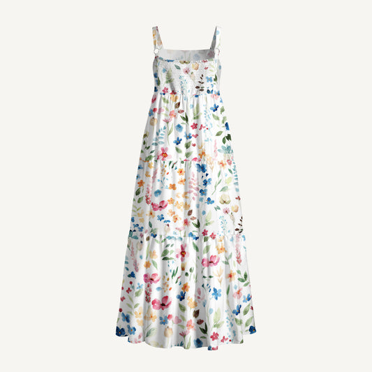 Wildflower Dream Print Wide Straps Maxi Dress With Pockets