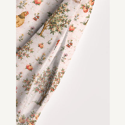 Farm Orchard with Chickens and Trees Print Wide Straps Maxi Dress With Pockets