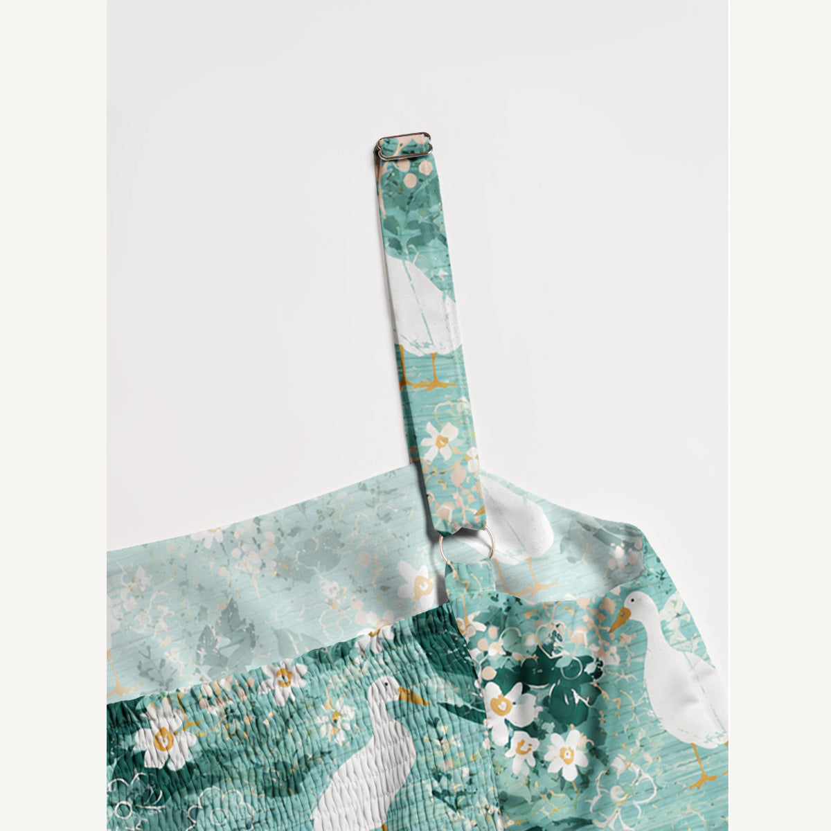 Farmhouse Ducks Print Wide Straps Maxi Dress With Pockets