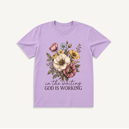 Vintage Wildflowers Bouquet Print Crew Neck Cotton Tee