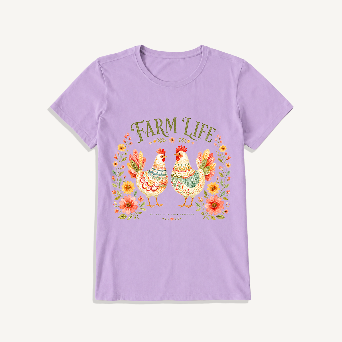 Cozy Farm Life Print Crew Neck Cotton Tee