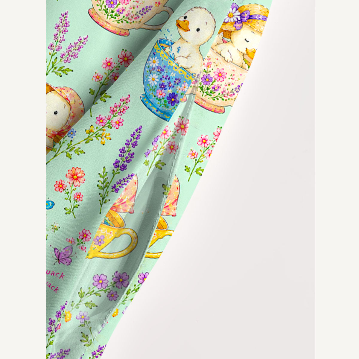 Whimsical Ducklings in Floral Teacups Print Wide Straps Maxi Dress With Pockets