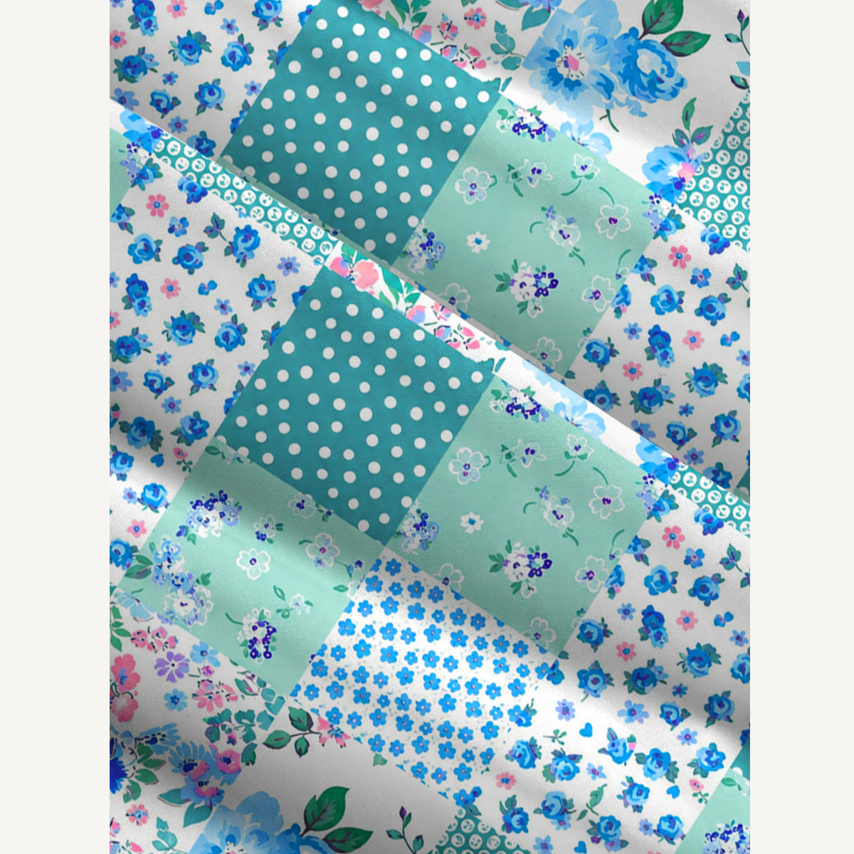 Retro Patchwork Polka Dot & Floral Print Wide Straps Maxi Dress With Pockets