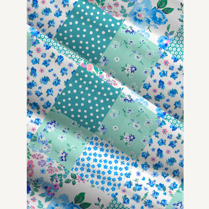 Retro Patchwork Polka Dot & Floral Print Wide Straps Maxi Dress With Pockets
