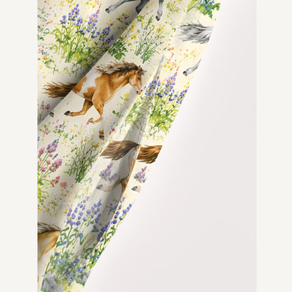 Multicolor Wild Horses Print Wide Straps Maxi Dress With Pockets