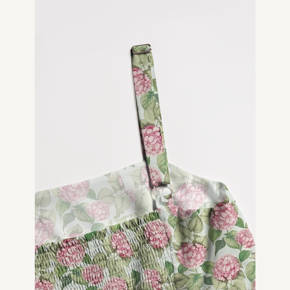 Square Neck Hydrangea Whisper Print Wide Straps Maxi Dress With Pockets