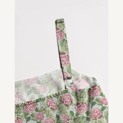 Square Neck Hydrangea Whisper Print Wide Straps Maxi Dress With Pockets