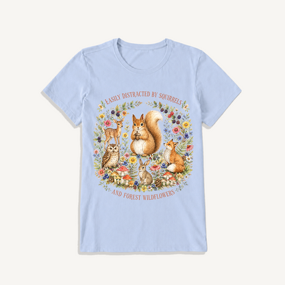 Woodland Wildflower Tales Print Crew Neck Cotton Tee