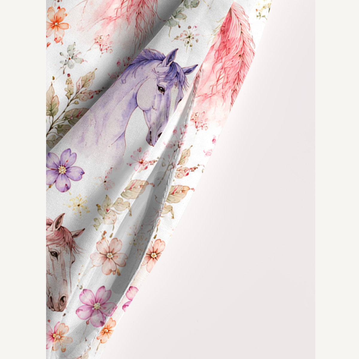 Western Whimsical Horses Watercolor Print Wide Straps Maxi Dress With Pockets