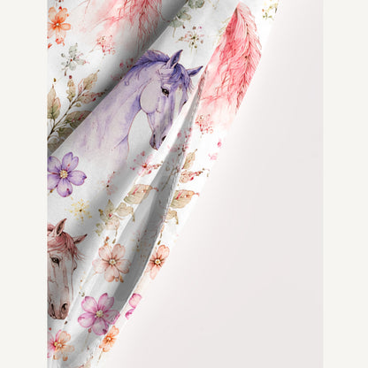 Western Whimsical Horses Watercolor Print Wide Straps Maxi Dress With Pockets