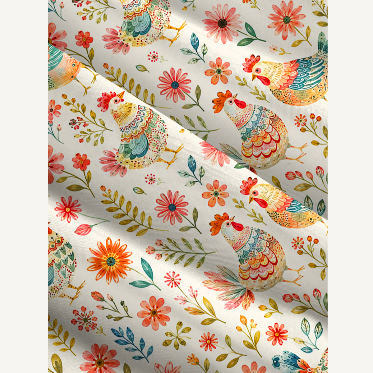 Country Rooster Garden Print Wide Straps Maxi Dress With Pockets