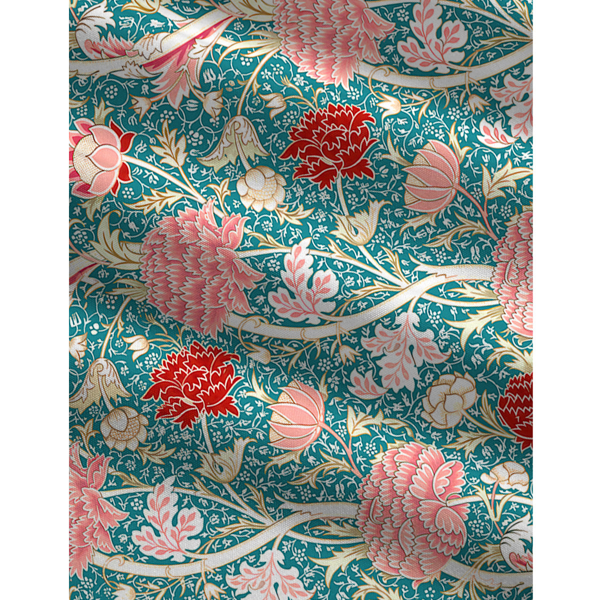 Vintage Peony Lotus Floral Print Boho Jumpsuit with Pockets for Women