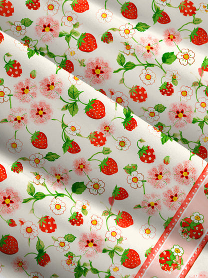 Strawberry Meadow Print Wide Straps Maxi Dress With Pockets