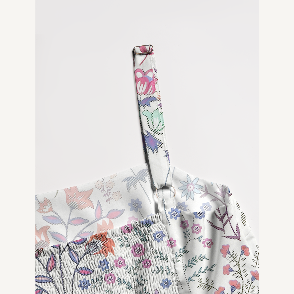 Square Neck Bohemian Wildflower Garden Print Wide Straps Maxi Dress With Pockets