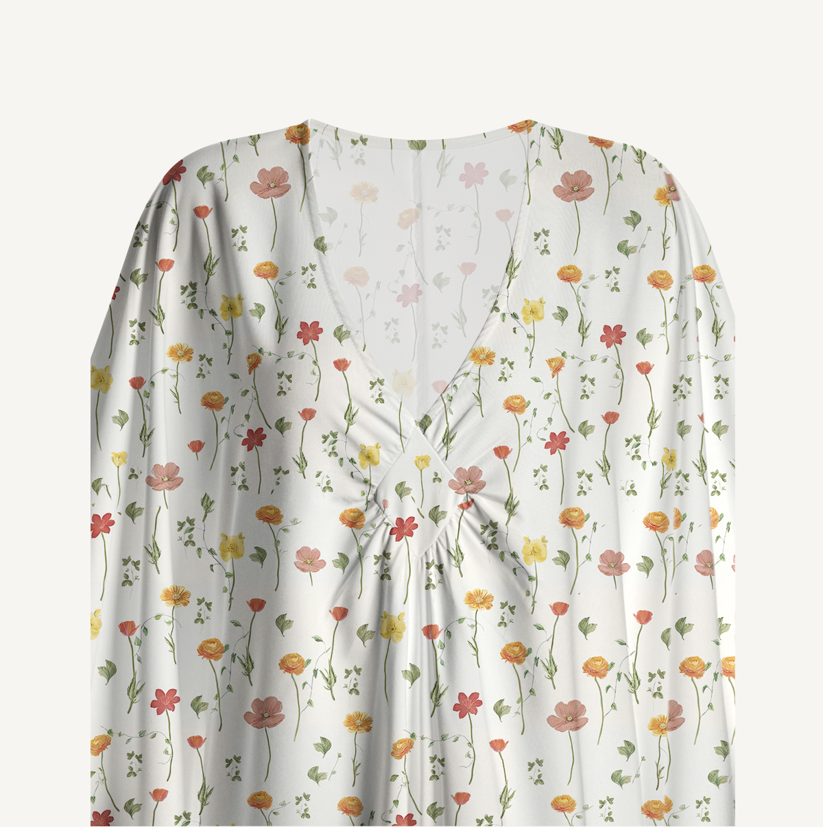 V‑Neck Wildlight Meadow Kimono Sleeve Kaftan Dress
